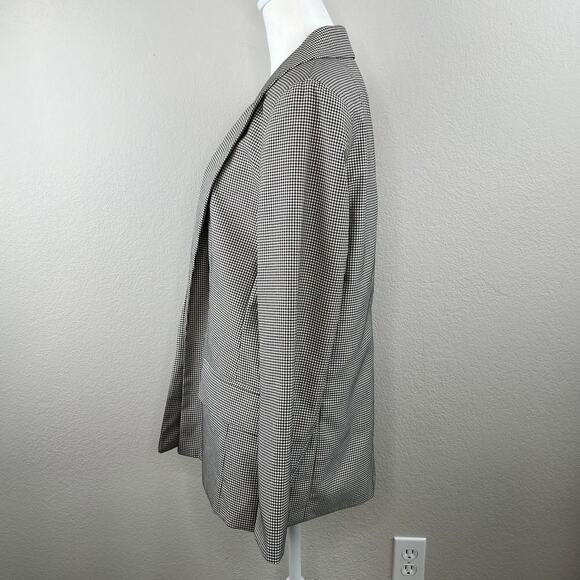 H&M Black Plaid Peak Lapel Open Front Light Blazer Jacket Oversized Small NWT - Picture 6 of 14